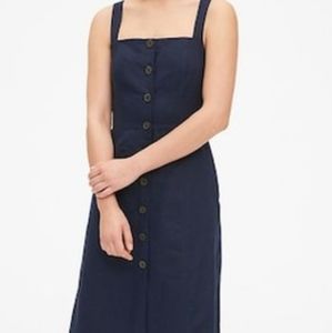 Navy cotton/linen apron dress